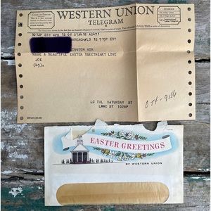 Vintage western union telegram Easter 1968 ephemera